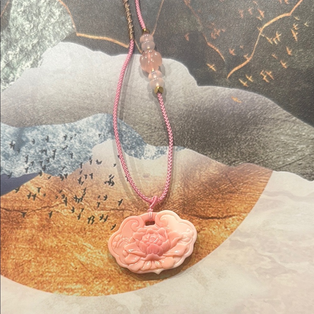 Pink Floral Pendant Necklace